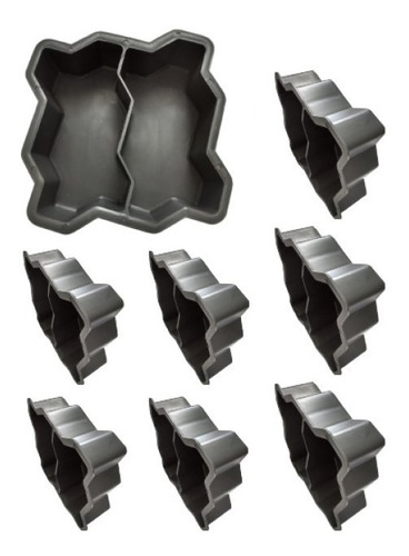 Piso Intertravado 24x10x08 Kit Com 7 Moldes Plásticos