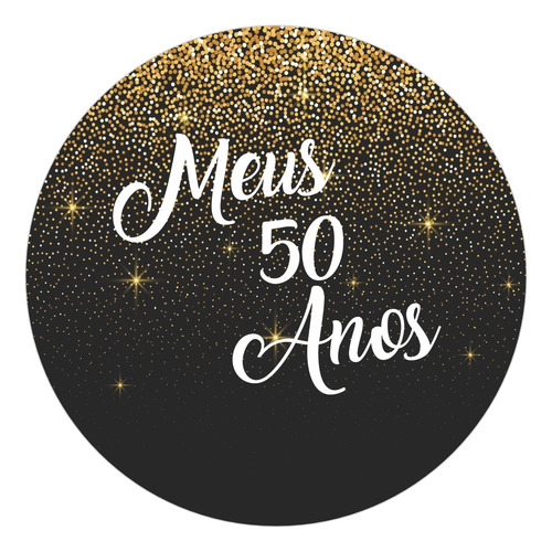 Painel De Festa - Efeito Glitter Meus 50 Anos - 1,50 X 1,50 Cor Preto