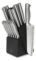Comprar Cuchillos de Cocina de Acero Inoxidable (15 Pz) con Base de Madera, Afilador y Tijeras, Juego de Cuchillos Profesionales de Mango Hueco, 7 Variedades