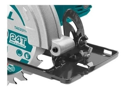 Imagen 4 de 4 de Sierra Circular Total 1400w 7-1/4'' 185mm C/ Guia Industrial Color Turquesa
