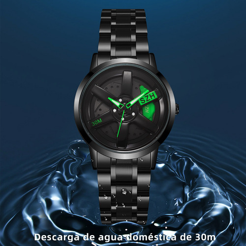 Reloj De Rueda De Coche Diseño Creativo Giratorio En 3d Verde