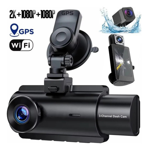 Mr. Gadgets Dash Cam Para Auto 4k + 1080p 3 Cámaras Frontal Trasera Interior Con Wifi Gps Visión Nocturna Sensor G Grabación En Bucle Ángulo 170°