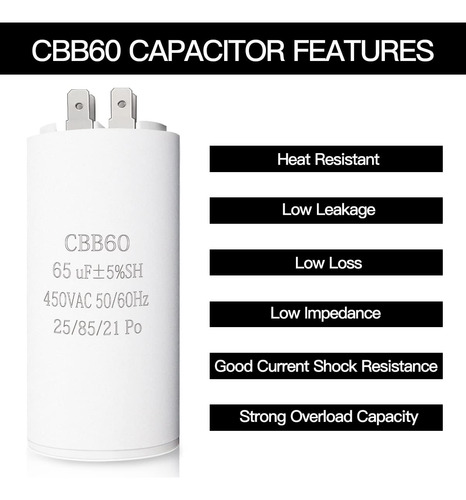 Condensador De Funcionamiento Del Motor Cbb60 De 65 Uf,...