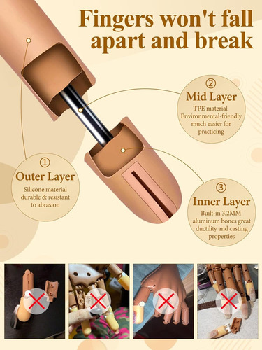 Mano De Práctica Para Uñas Acrílicas: Puntas De Uñas De Sili
