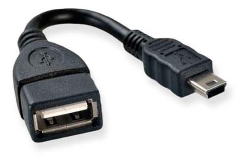 Cable Adaptador Otg Mini Usb 5 Pines Transmite Carga Y Datos Color Negro