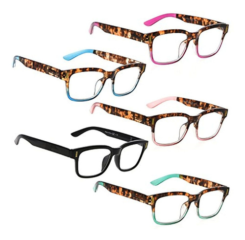 Lur Reading Glasses 5 Pack Fashion Readers For Women
