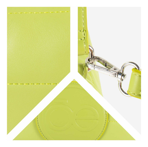 Bolsa Hobo Cloe Para Mujer Acolchada Cierre Metálico Color Verde limón