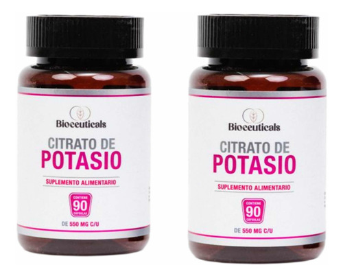 Pack 2 Citrato Potasio Puro Bioceiuticals 550 Mg 90 Cap C/u