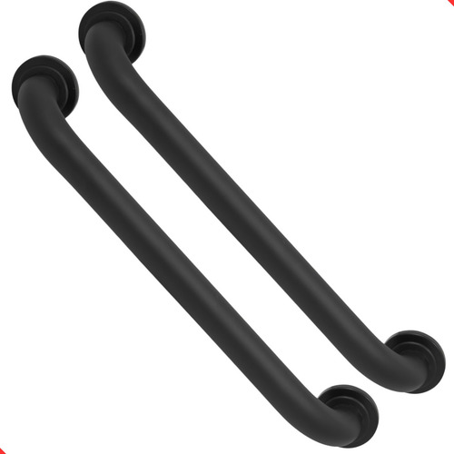 Kit 02 Barras De Apoio Preta 60cm Idosos Deficiente Banheiro Cor Preto