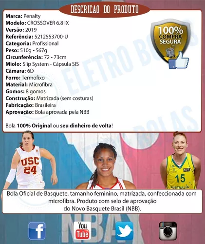 Bola Basquete Penalty 6.8 Crossover Feminino - Penalty