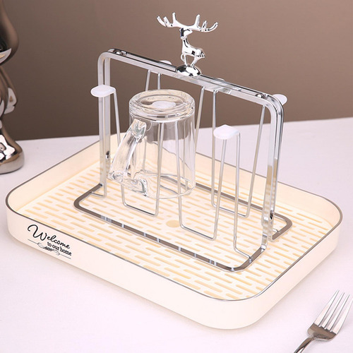 Estante Para Secador De Botellas De Tazas Estante Para Beige