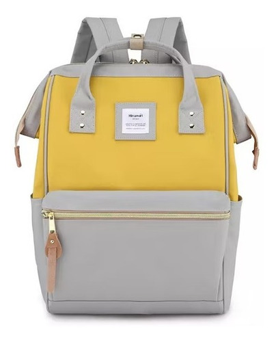 Mochila Urbana Escolar Himawari Original Gris Y Amarillo