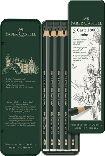 Imagen 1 de 8 de Lata Grafito Castell 9000 Jumbo X5 Faber-castell