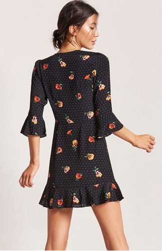 Forever 21 Vestido Negro Flores Puntitos Abertura Frente | MercadoLibre Forever 21 Vestido Negro Flores Puntitos Abertura Frente | MercadoLibre