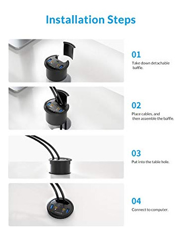 Hub Usb 3.0 Orico Desk Grommet Con 2 Puertos Tipo A Y 1 Tipo