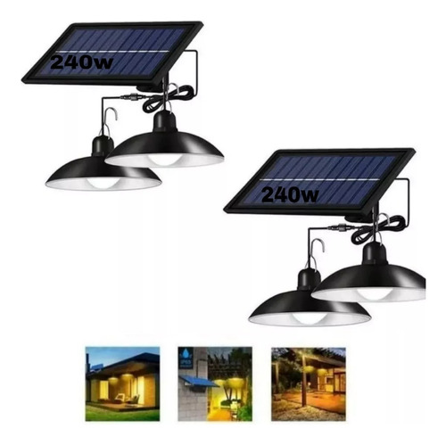 Pack 2 Lampara Solar Led Colgante 120w Plafon + Control