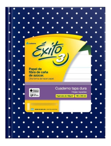 Cuaderno Exito Tapa Dura Nº3 Tipo Abc Azul Lunares X 48 H