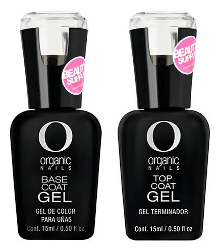 Pack Base Coat + Top Coat Semipermanente Organic Nails 15ml Color Clear
