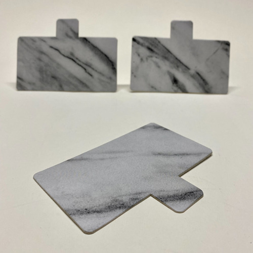 Imagen 3 de 10 de Base Rectangular Ppm Pestaña Negro Mármol 11x6cm (x100u) 197