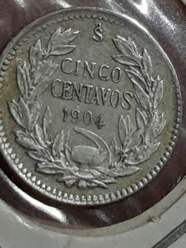 Moneda Chile 5 Centavos 1904  Km#155 Ref 216 Libro 4