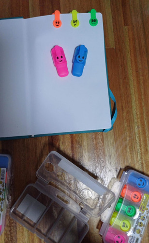 Mini Resaltadores De Colores Caritas Emojis X 5 Unidades