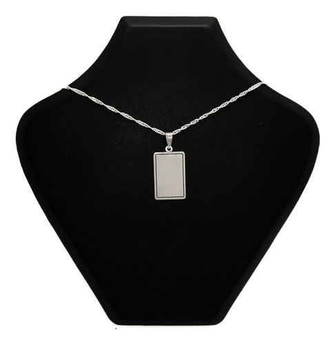 Dije Medalla Rectangular Para Grabar 2 Cm Plata 925