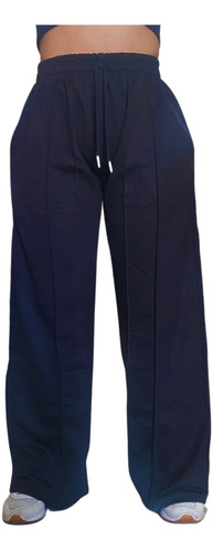 Pantalon Buzo Estilo Palazzo Algodon De Mujer