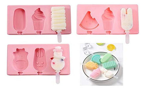 Moldes Helados Coolla 3pcs Con Tapa, Forma Fruta Palmera