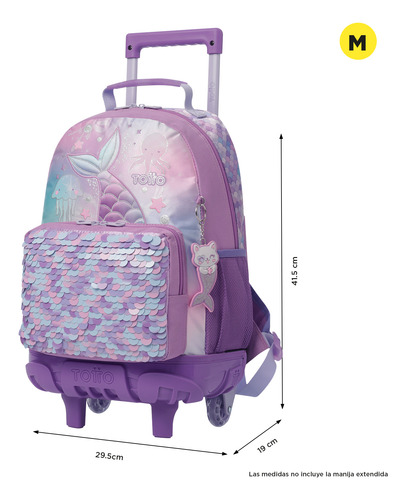 Mochila Escolar Con Ruedas Niña Sireny Mediana Totto