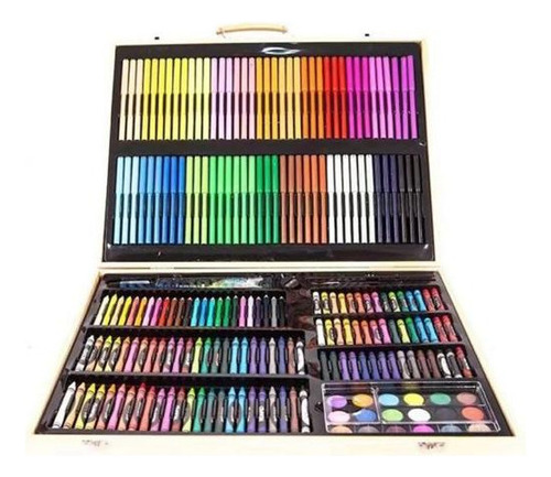 Caja De Arte De Madera De Lujo Kit De Dibujo Con Crayones