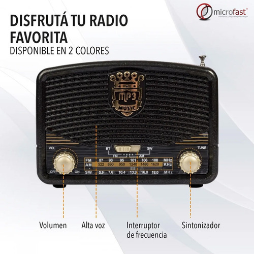 Radio Parlante Bluetooth Retro Vintage Batería Recargable 5v