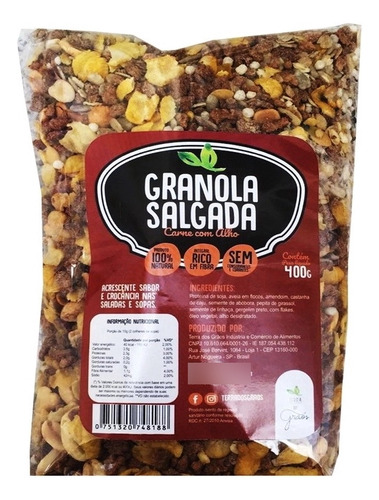 Granola Salgada Carne Com Alho Vegana Terra Dos Grãos  400 G