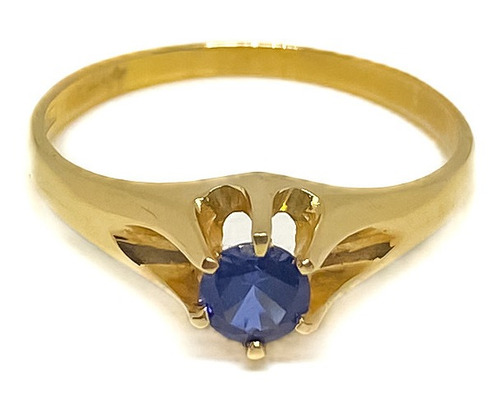 Anillo Solitario Cintillo Con Zafiro Oro 18k T:27 