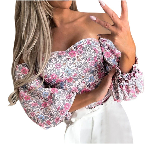 0v Camisa De Verano Para Mujer Con Un Hombro En El Pecho 352