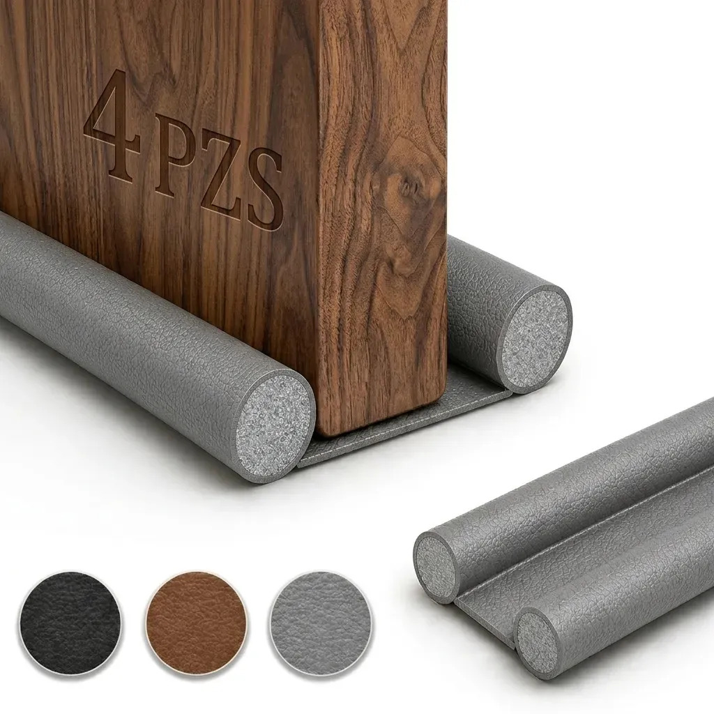 Guardapolvo Protector Puerta 4pzs Gris 96cm Ajustable Impermeable Cubre Polvo Evita Insectos Frio Aire Burlete Aislante Recortable