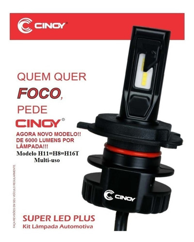 Imagem 1 de 6 de Kit Lâmpada Super Led Plus H7 + H27 6500k Cinoy 12000 Lumens
