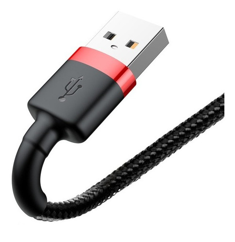 Cable USB-A A Lightning Reforzado Carga Rápida 3 Metros color rojo y negro