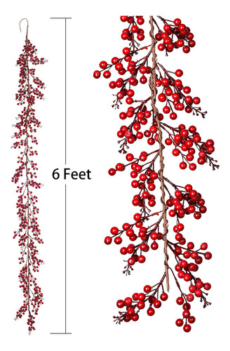 Guirnalda De Navidad Artificial De Bayas Rojas 1,8 M