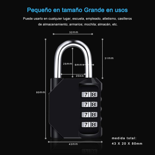 - 2pcs Candado De Combinación De 4 Dígitos, Candado Por