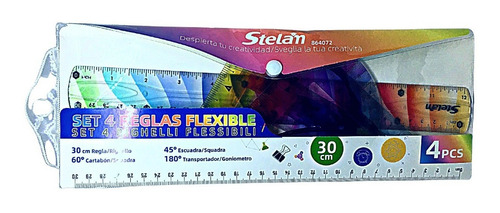 Set De Geometría Flexible 30 Cm 4 Tipos De Regla Escolar