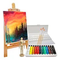 Comprar Kit De Pintura, Atril, Paleta Pintor Con Tapa, Pinceles.