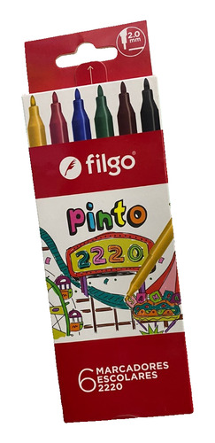 Marcador Marcadores Filgo Pinto Lavables X6 Colores 2220