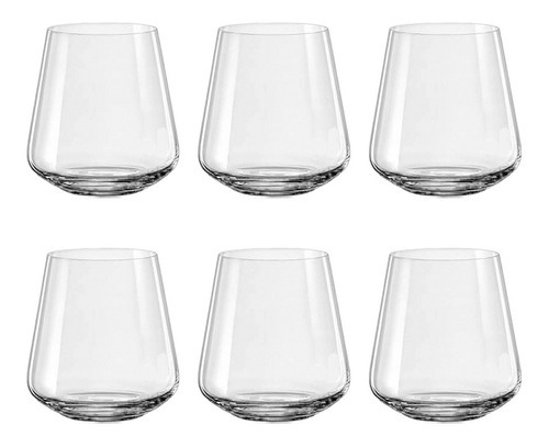 12 Copos De Cristal Para Vinho 400ml Sandra Bohemia Cor Incolor