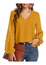 Comprar Blouse Mujer Verano Color Liso Cuello V Manga Larga