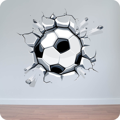 Vinilo Decorativo 3d Pared Rota Pelota De Futbol 100x100cm