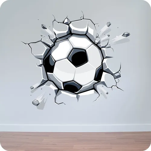 Vinilo Decorativo 3d Pared Rota Pelota De Futbol 50x50cm