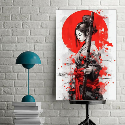 Cuadro Decorativo Geisha Oriente Japón Katana (60x40 Cm)