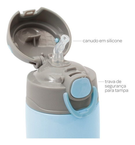 Imagem 3 de 8 de Garrafa Térmica Infantil Canudo Aço Inox 400 Ml Buba