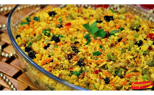 Farofa De Mandioca Temperada Com Torresmo 250g Saborosa