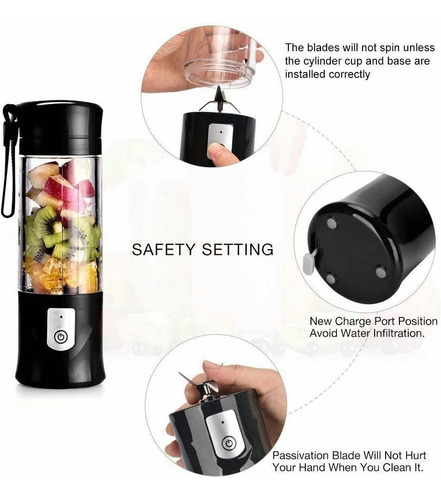 Exprimidor De Frutas Portátil Usb Licuadora Recargable